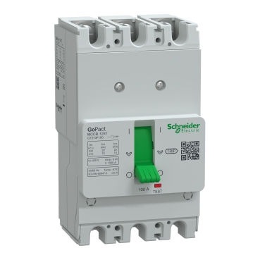G12F3A125 | Schneider Electric Circuit breaker, GoPact MCCB 125, 3 poles, 30kA at 415VAC, 125A rating, TMD trip unit, adjustable thermal protection