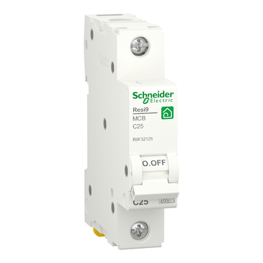 R9F32125 - Miniature circuit breaker (MCB), Resi9, 1P, 25A, C curve, 4500A (IEC/EN 60898-1) Schneider Electric
