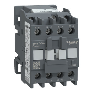 LC1E1210M7 - Contactor,Easy TeSys Control,LC1E,3P(3NO),AC-3,<=440V,12A,220V AC coil,50Hz,1NO auxiliary contact Schneider Electric