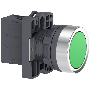 XA2EA31 - round Green push-button Ø 22 - flush spring return - 1NO
