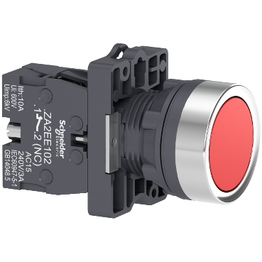 XA2EA42 - round red push-button Ø 22 - flush spring return - 1NC