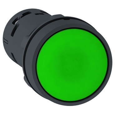 XB7NA31 - Monolithic push button, plastic, green, Ø22, spring return, unmarked, 1 NO