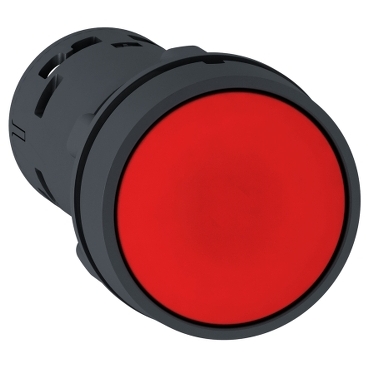 XB7NA42 - Monolithic push button, plastic,red, Ø22, spring return, unmarked, 1 NC