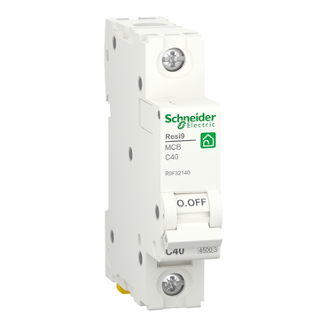 [R9F32140] R9F32140 - Miniature circuit breaker (MCB), Resi9, 1P, 40A, C curve, 4500A (IEC/EN 60898-1) Schneider Electric
