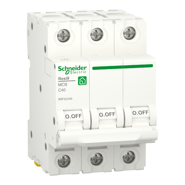 [R9F32340] R9F32340 - Miniature circuit breaker (MCB), Resi9, 3P, 40A, C curve, 4500A (IEC/EN 60898-1) Schneider Electric