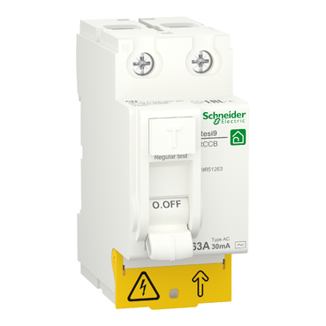 [R9R51263] R9R51263 - Residual current circuit breaker (RCCB), Resi9, 2P, 63A, AC type, 30mA