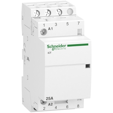 A9C20833 | Schneider Acti9 iCT Contactor 25A, 3-Pole, 3NO, 220-240V AC, 50Hz