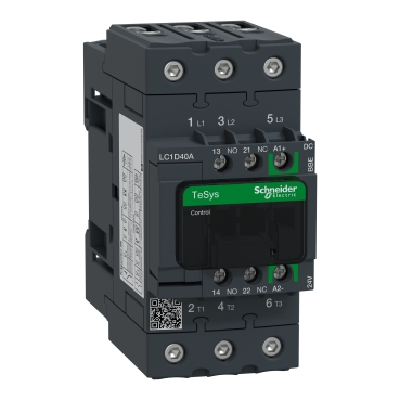 LC1D40ABBE | كونتاكتور 3 أقطاب 40 أمبير تيار متردد-3 حتى 440 فولت ملف 24 فولت تيار مستمر EverLink