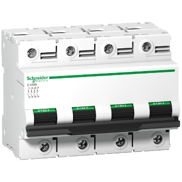 A9N18377 | Miniature circuit-breaker, Acti9 C120N, 4P, 125 A, C curve, 10000 A (IEC 60898-1), 10 kA (IEC 60947-2)