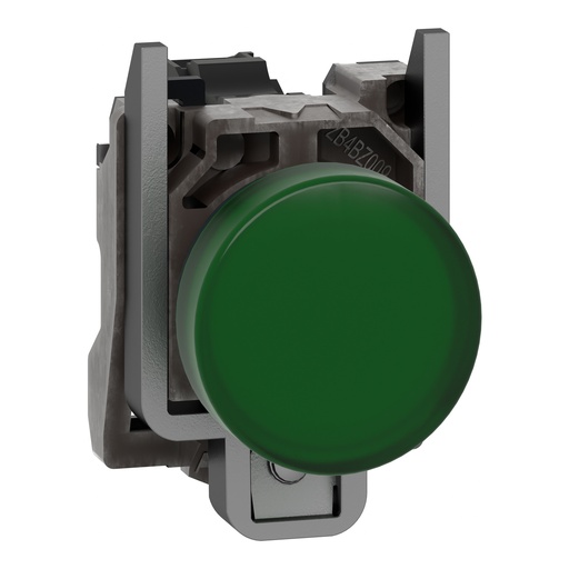 XB4BV63 | Schneider Harmony Pilot light, Harmony XB4, metal, green, 22mm, plain lens with BA9s bulb, lt 250V